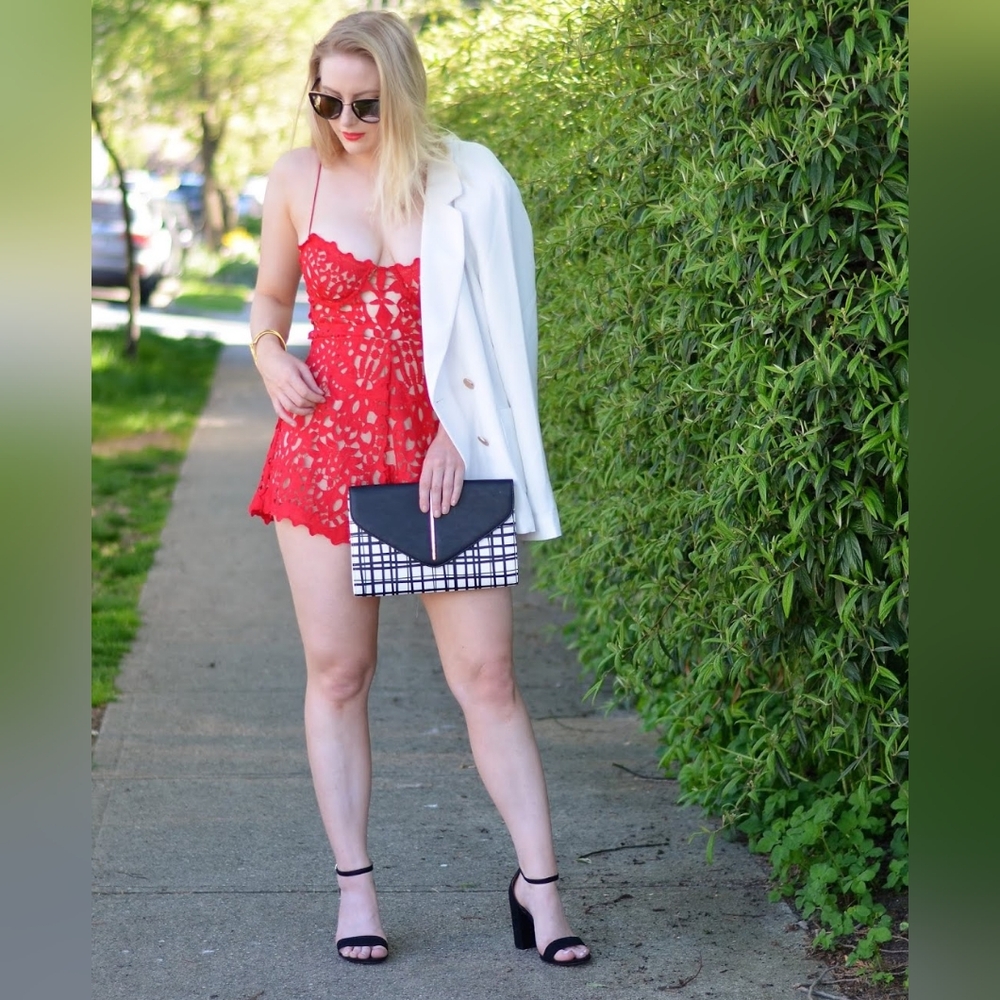 Tobi Red Lace Romper